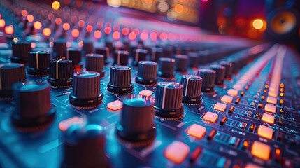 Poster - cloned images of studio mixers used for media and events directing recording studio and editing.stock image