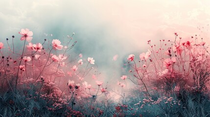 Poster - landscape or layered background with abstract soft pastel floral tone.stock illustration