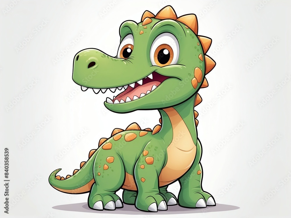 cute happy dinosaur cartoon clipart on plain white background Stock ...