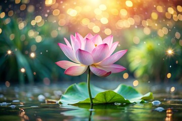 Wall Mural - Beautiful lotus flower blooming in pond with soft and dreamy bokeh background, lotus, flower, pond, blooming, beautiful, nature