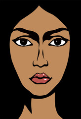 Wall Mural - Woman face. Vector drawing icon