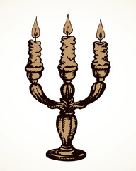 Wall Mural - Candlestick with three candles. Vector drawing