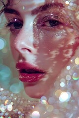 Poster - Close-up shot of a woman with sparkly makeup, great for beauty or lifestyle concepts