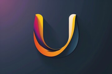 Poster - A single colorful letter U is displayed on a dark background, perfect for use in designs and graphics where a pop of color is needed