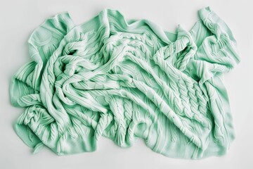 Poster - A stack of green fabric on a white surface