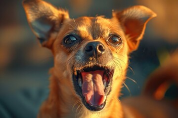 Poster - A close-up view of a dog's open mouth, suitable for use in pet-related or educational contexts