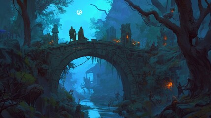 The haunted bridge was a place of mystery and fear its ghostly shadows a constant reminder of the troubled spirits who were said to roam its length. On stormy nights the shadows seeme
