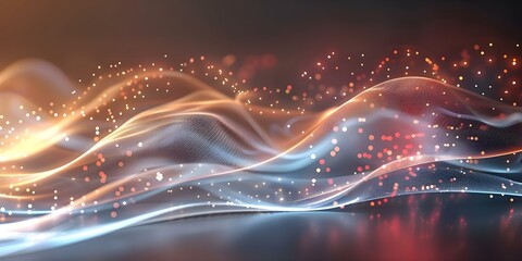 Poster - 3d visualization of an abstract sound wave with data points in blue and red. concept 3d visualizatio