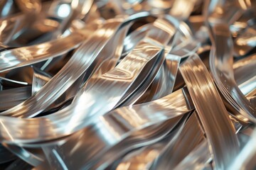 Poster - A photo of a bunch of metal spoons in a tight shot