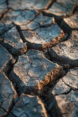 Poster - A close-up view of a cracked dirt surface