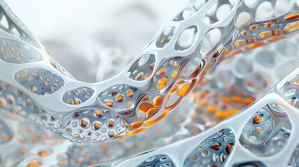 Poster - Close-up shot of a metal object featuring small orange dots, suitable for various designs and illustrations