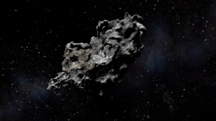 Wall Mural - two asteroids spinning and collide in space 3d rendering meteor asteroid impact, global threat conce