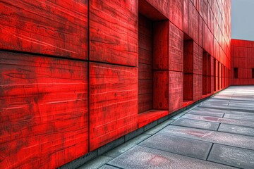 Wall Mural - A bright red building, ideal for use in architectural or urban planning contexts