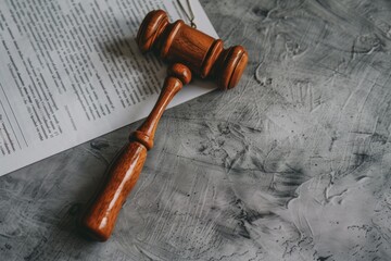 Poster - A wooden gavel rests on the cover of an open book, ready for use in a meeting or lecture