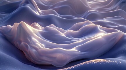 Wall Mural -   A golden sparkle lies atop a wave of pure white fabric in this computer-generated image
