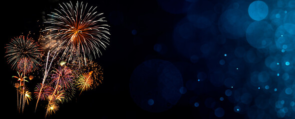 Wall Mural - fireworks with abstract bokeh background