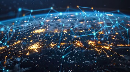Poster - planet earth network connection web globe data exchange.illustration