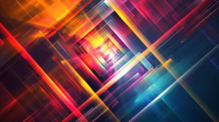 Wall Mural - abstract square line background with colorful geometric shapes.