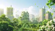 © Bijac - modern ecofriendly city with green community and fresh air urban metropolis landscape digital illustration