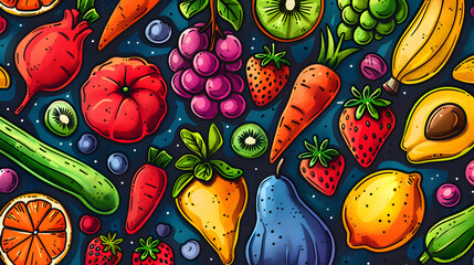 wallpaper or Frame of different exotic fruits on background, Space for text