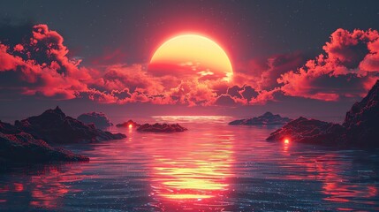 Poster - this is a retrofuturistic graphic elements box with liquid and glitch effect based on acid shapes from the s s s vaporwave synthwave retrofuturism style modern graphics.image illustration
