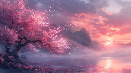 Poster - animated painting style banner wallpaper blossom imagination.stock photo