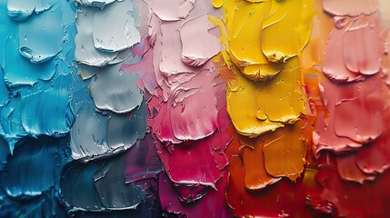 Poster - the painting has multicolored textured background abstract art background in oil on canvas the brushstrokes are rough close up of a painting by palette knife in oil.stock image