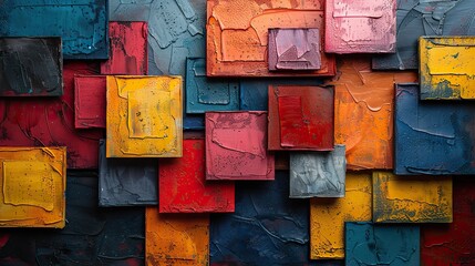 Poster - multicolored acrylic and oil paint arrangements in a deco art style.stock image