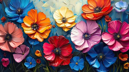 Poster - colorful abstract poppies captivating brushstroke art.image illustration