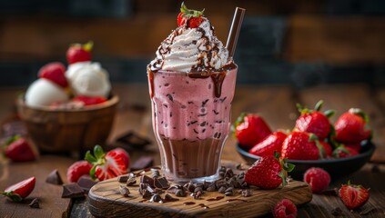 Wall Mural - Summer desserts, cold drinks. Colorful fruit smoothie for product advertising view.