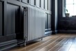 © paul - Modern White Radiator in a Cozy Living Room with Wooden Interior Design