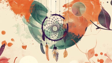 Sticker - Digital illustration featuring a dreamcatcher