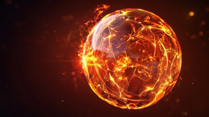 Poster - Orange neon sphere on black background screensaver.