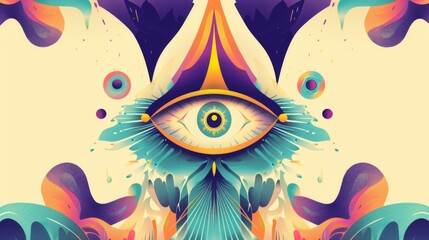 Wall Mural - Digital illustration featuring a transcendent third eye symbol