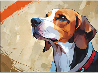 Wall Mural - abstract Beagle dog painting, cubism cartoon style