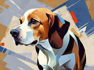 Wall Mural - abstract cubism cartoon style Beagle dog painting