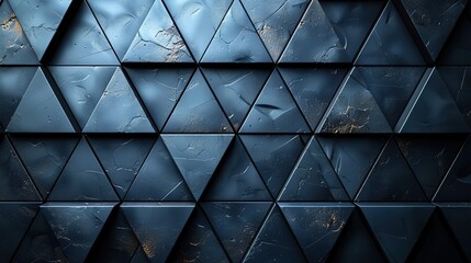 Poster - a black wall formed by three triangular tiles a highly polished futuristic background constructed from blocks.stock photo