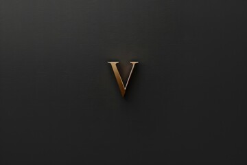 Poster - a black wall features a large gold v shape, suitable for use in interior design or architectural pro