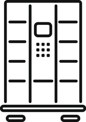 Poster - showing a secure server cabinet, perfect for representing data protection and cybersecurity