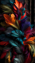 Sticker - colorful feathers background