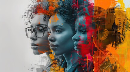 Poster - a collage of contemporary art conceptual design successful work of the team launching a startup partnership banner.image illustration