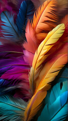 Sticker - colorful feathers background