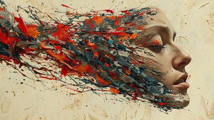 Poster - human mind complexity tangled thoughts conflicts and emotional stress contemporary collage art concept of psychology inner world therapy.stock photo