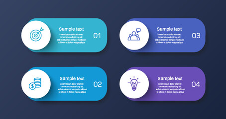 Infographic design template with 4 options, steps or processes. Can be used for workflow layout, diagram, annual report, web design	
