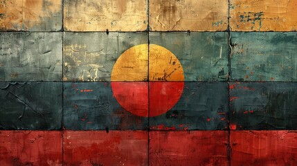Poster - background modern with grungy texture of japanese patterns earth tone collage graphic with grunge texture.stock photo