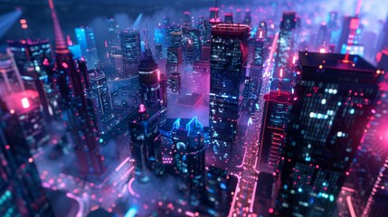 Aufkleber - Metaverse city and cyberpunk concept, 3d render