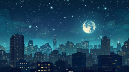 Aufkleber - Night city background, vector illustration