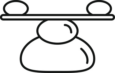 Poster - Minimalist black and white balance scale icon for justice and weighing. With a symmetrical and linear drawing. Minimalist and simple outline symbol. Perfect for legal system. Court
