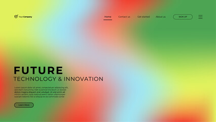 Gradient colorful web template landing page digital website landing page design concept Vector