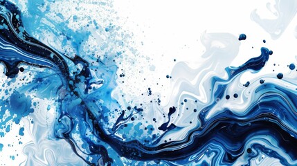 Fototapete - White background with abstract blue splashes swirl